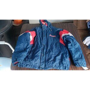 Vintage 90s Starter Atlanta Braves Puffer Jacket Mens Large Blue full Zip Hooded